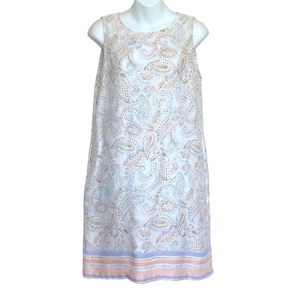 Rachel Ashwell Paisley Print 100% Linen Shift Dress Sz M